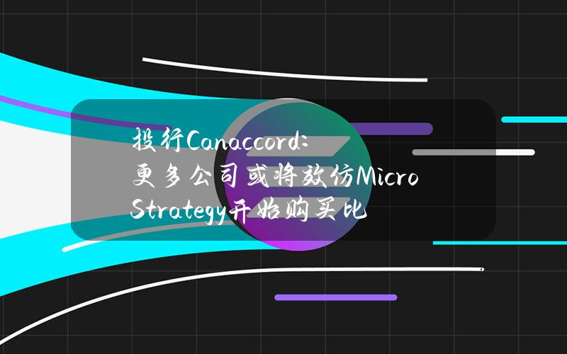 投行Canaccord：更多公司或将效仿MicroStrategy开始购买比特币