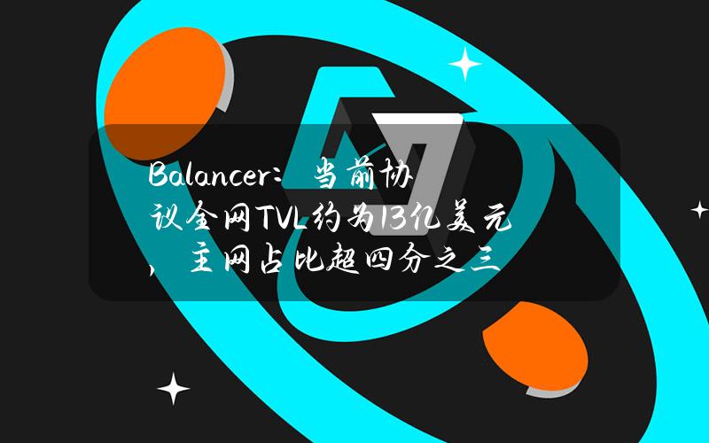 Balancer：当前协议全网TVL约为13亿美元，主网占比超四分之三