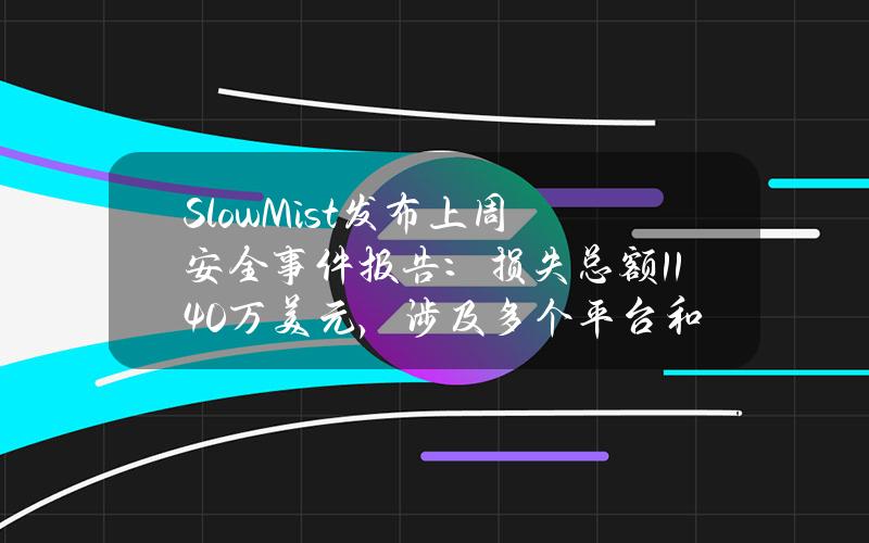 SlowMist发布上周安全事件报告：损失总额1140万美元，涉及多个平台和项目